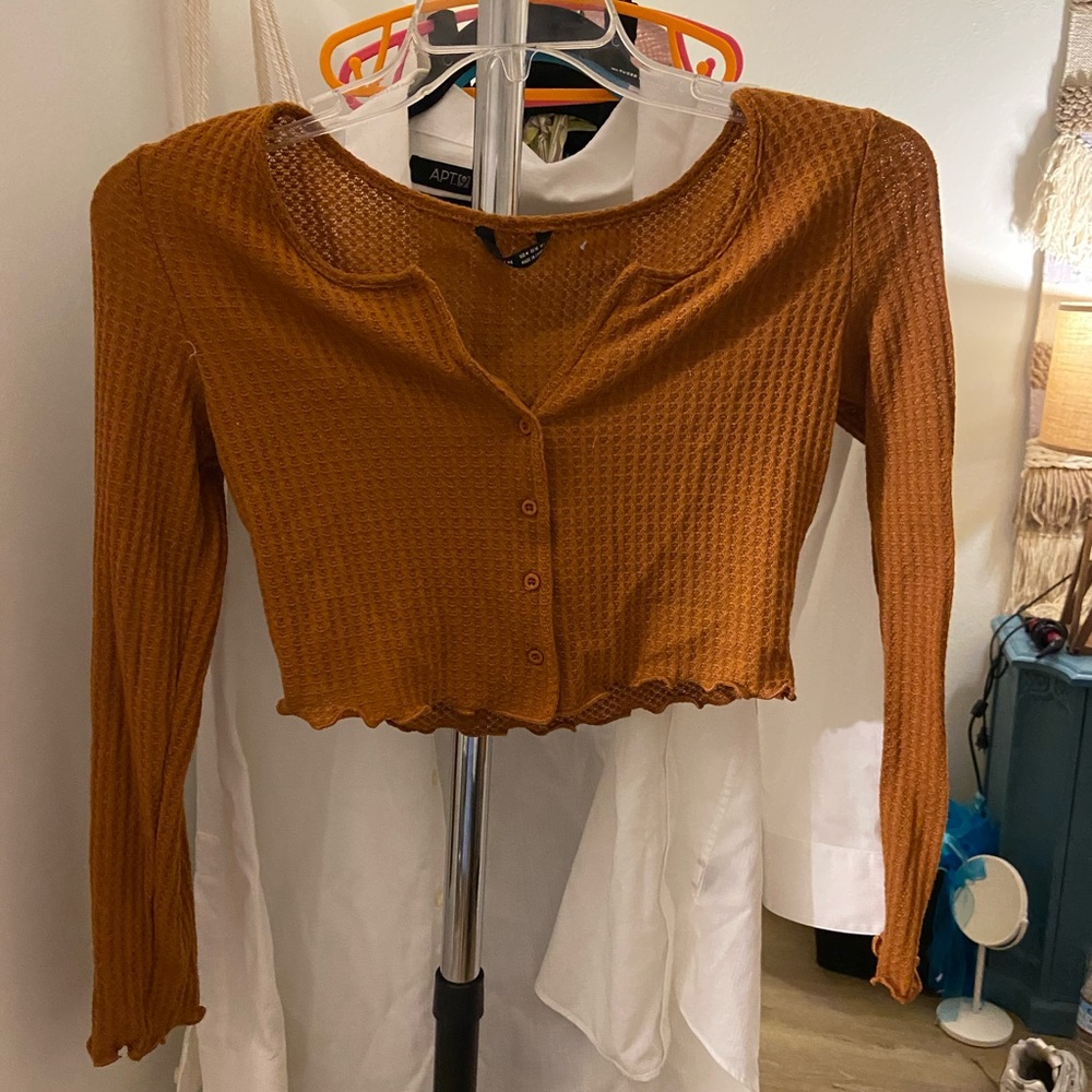 Burnt orange long sleeves crop top